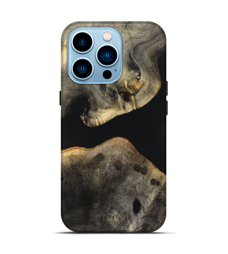 iPhone 14 Pro Wood Live Edge Phone Case - Arrie (Pure Black, 823412)