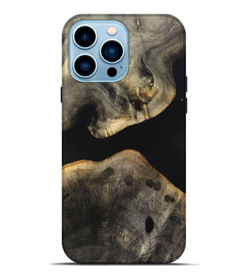 iPhone 14 Pro Max Wood Live Edge Phone Case - Arrie (Pure Black, 823412)