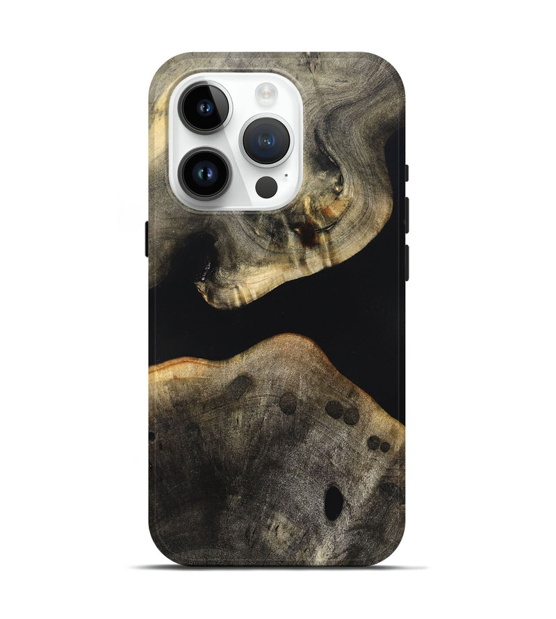 iPhone 15 Pro Wood Live Edge Phone Case - Arrie (Pure Black, 823412)