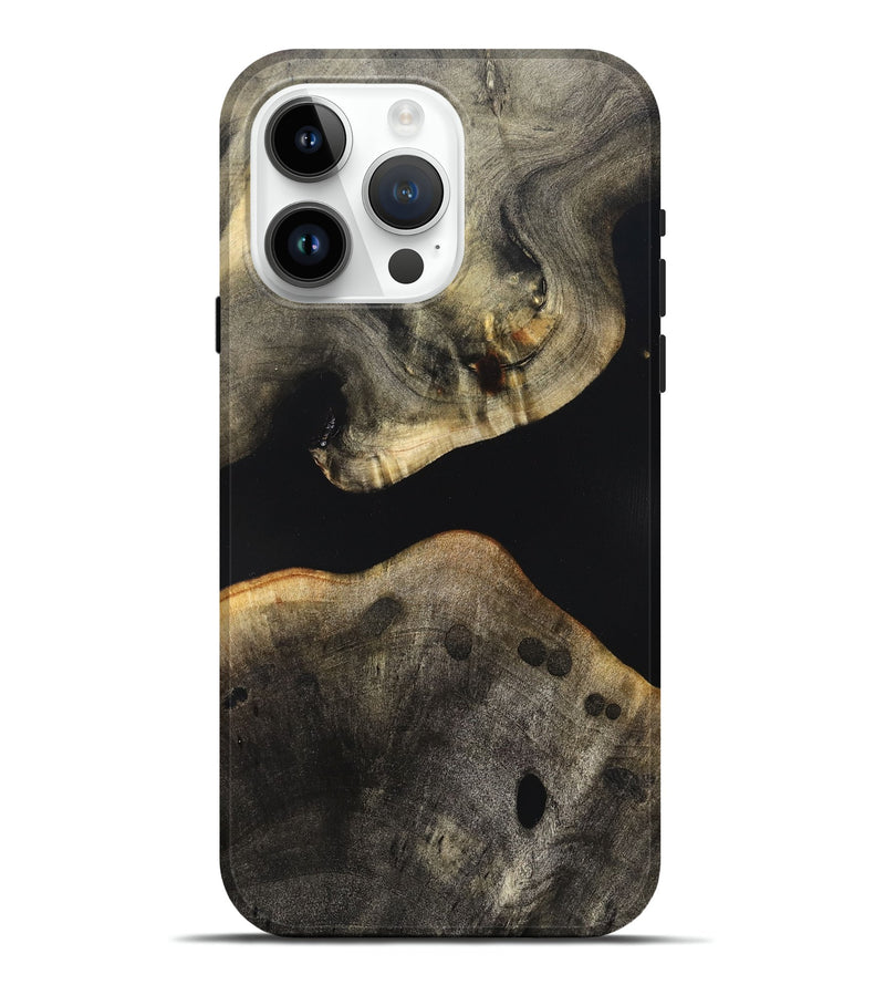 iPhone 15 Pro Max Wood Live Edge Phone Case - Arrie (Pure Black, 823412)