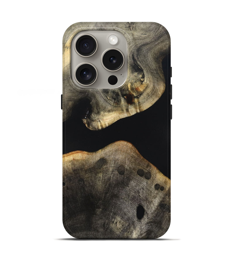 iPhone 16 Pro Wood Live Edge Phone Case - Arrie (Pure Black, 823412)