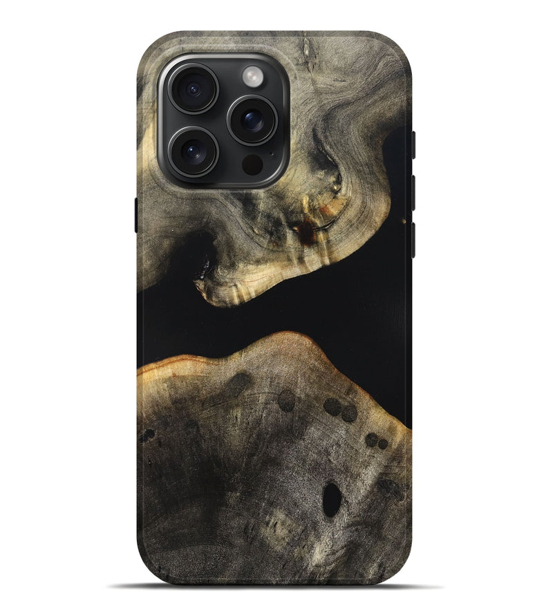 iPhone 16 Pro Max Wood Live Edge Phone Case - Arrie (Pure Black, 823412)