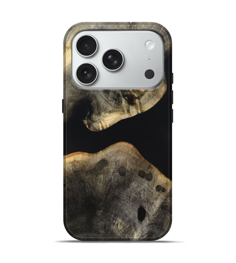 iPhone 18 Pro Wood Live Edge Phone Case - Arrie (Pure Black, 823412)