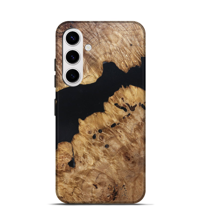 Galaxy S25 Wood Live Edge Phone Case - Lenard (Pure Black, 823413)