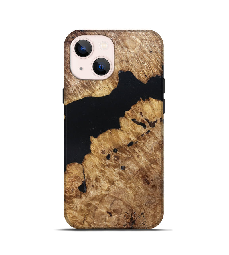 iPhone 13 mini Wood Live Edge Phone Case - Lenard (Pure Black, 823413)