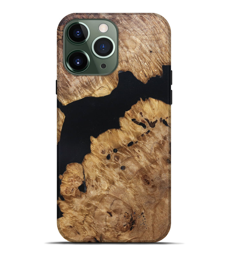iPhone 13 Pro Max Wood Live Edge Phone Case - Lenard (Pure Black, 823413)