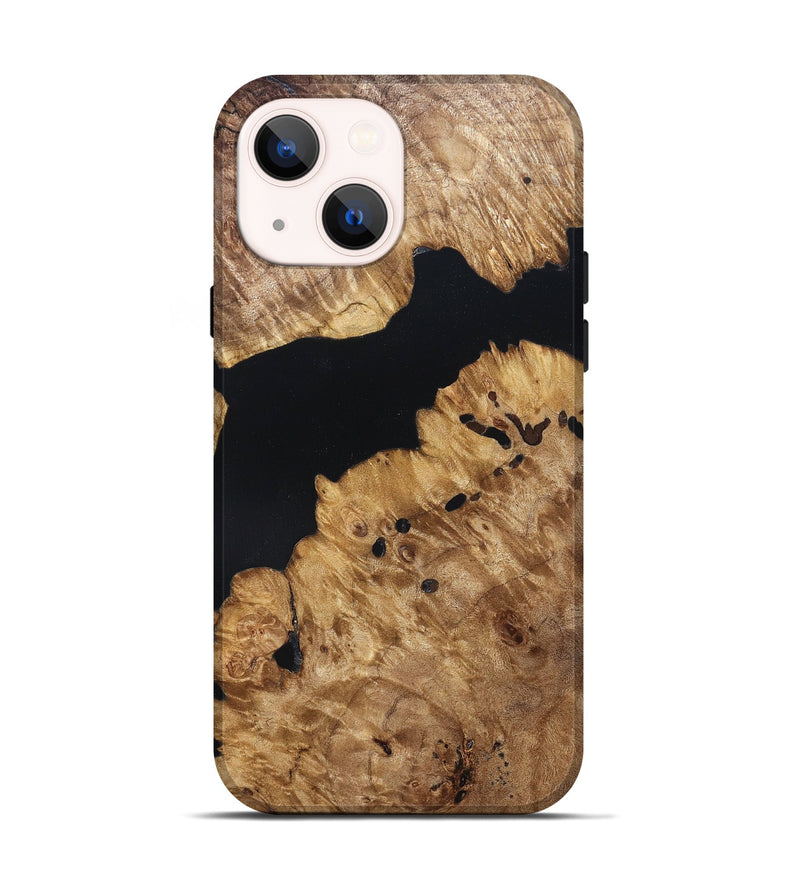 iPhone 14 Wood Live Edge Phone Case - Lenard (Pure Black, 823413)