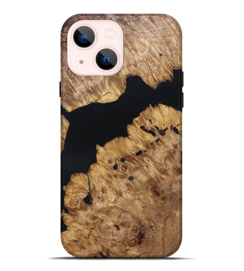 iPhone 14 Plus Wood Live Edge Phone Case - Lenard (Pure Black, 823413)