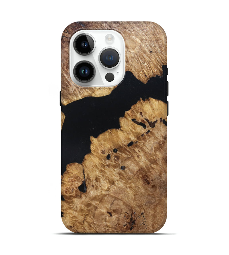 iPhone 15 Pro Wood Live Edge Phone Case - Lenard (Pure Black, 823413)