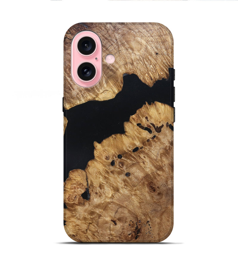 iPhone 16 Wood Live Edge Phone Case - Lenard (Pure Black, 823413)