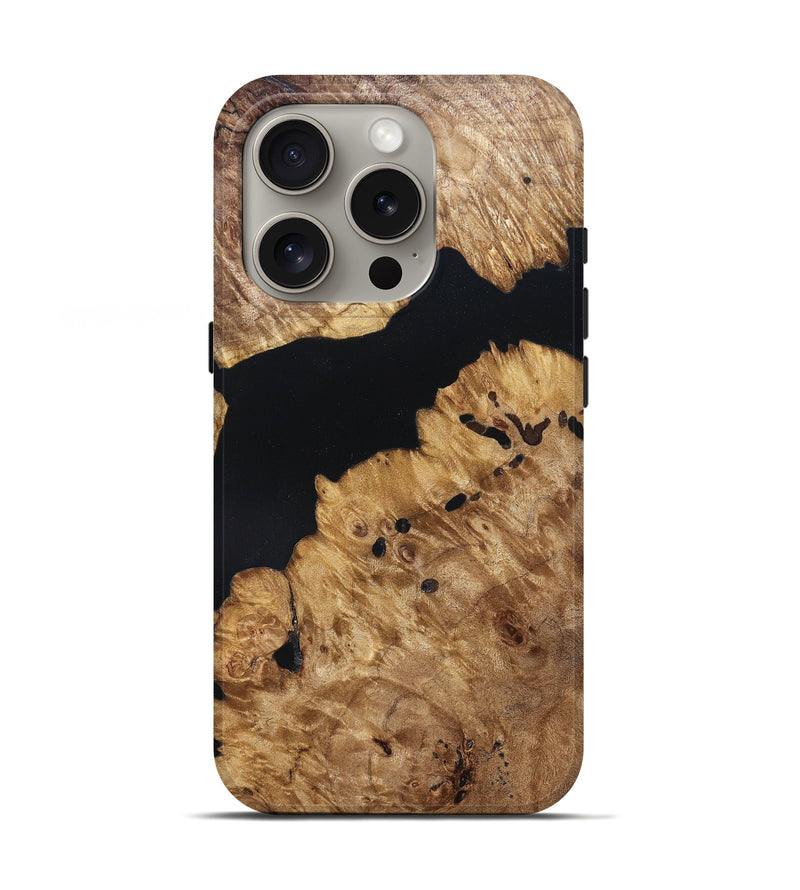 iPhone 16 Pro Wood Live Edge Phone Case - Lenard (Pure Black, 823413)