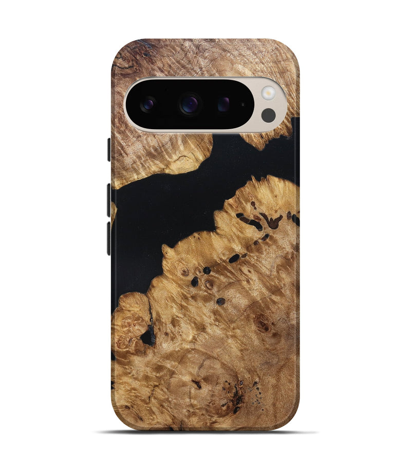 Pixel 9 Pro Wood Live Edge Phone Case - Lenard (Pure Black, 823413)