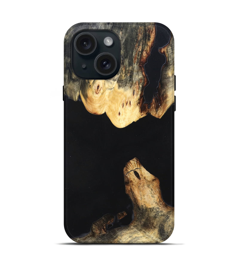 iPhone 15 Wood Live Edge Phone Case - Judge (Pure Black, 823414)