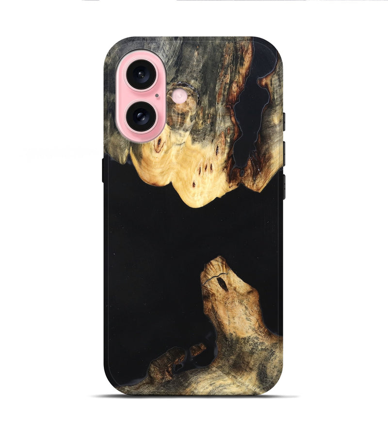 iPhone 16 Wood Live Edge Phone Case - Judge (Pure Black, 823414)