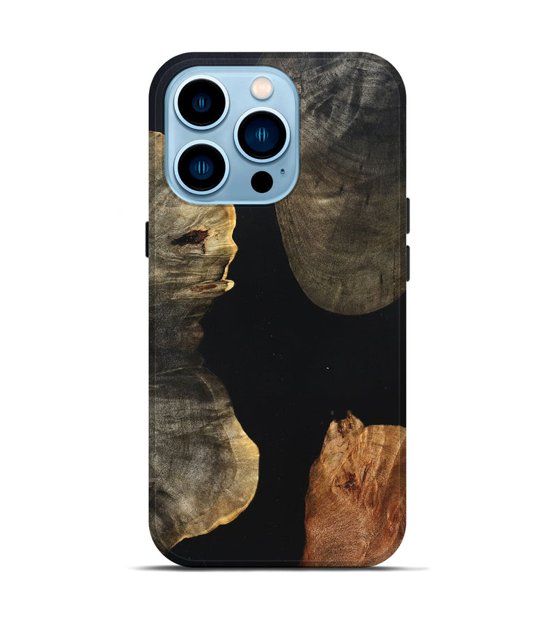 iPhone 14 Pro Wood Live Edge Phone Case - Fritz (Pure Black, 823415)
