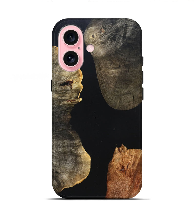 iPhone 16 Wood Live Edge Phone Case - Fritz (Pure Black, 823415)