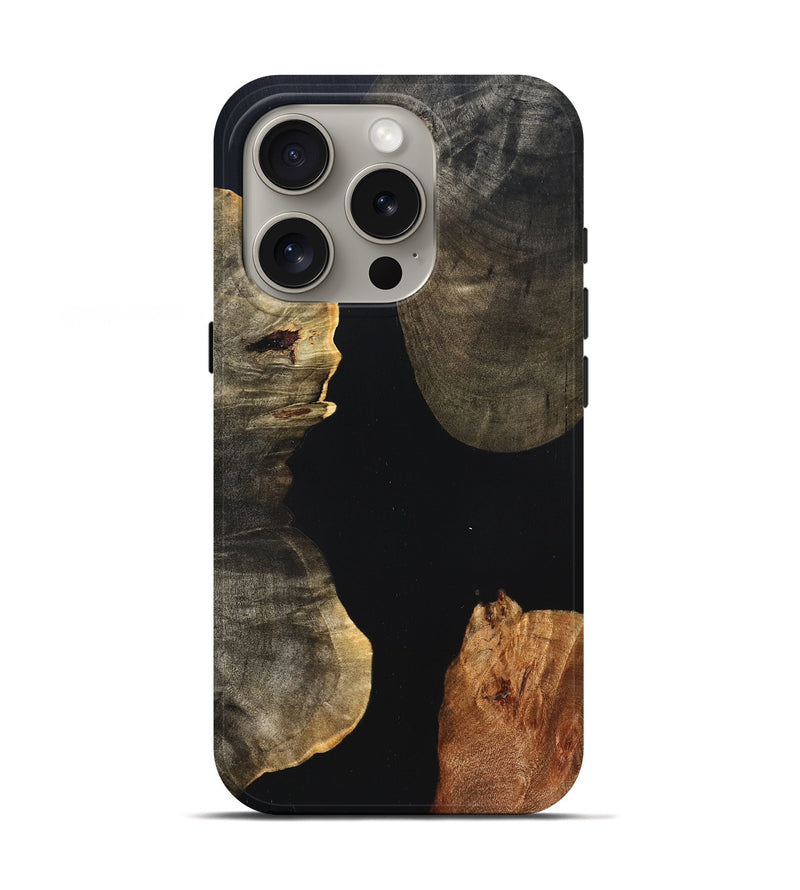 iPhone 16 Pro Wood Live Edge Phone Case - Fritz (Pure Black, 823415)