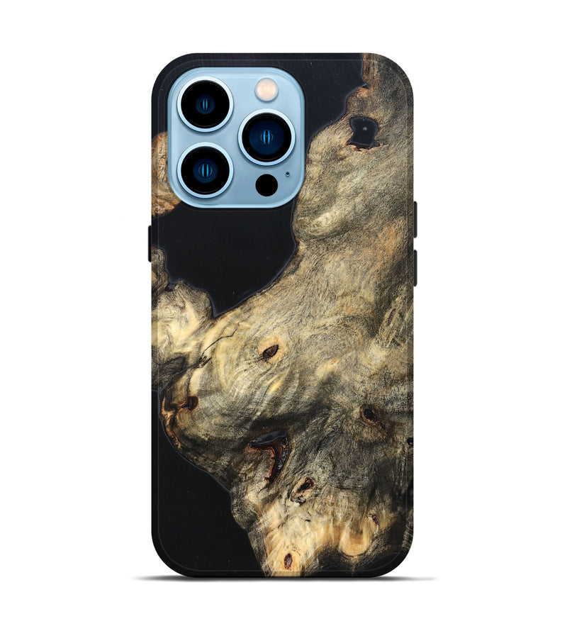 iPhone 14 Pro Wood Live Edge Phone Case - Annika (Pure Black, 823416)