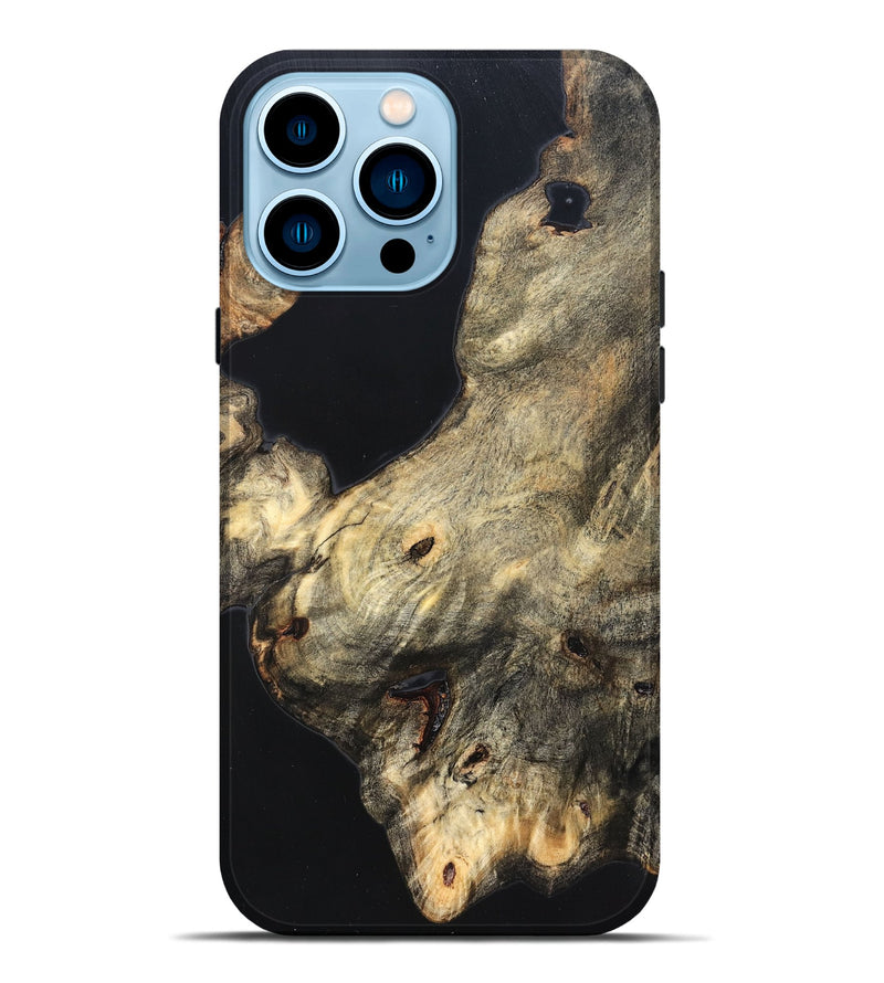 iPhone 14 Pro Max Wood Live Edge Phone Case - Annika (Pure Black, 823416)