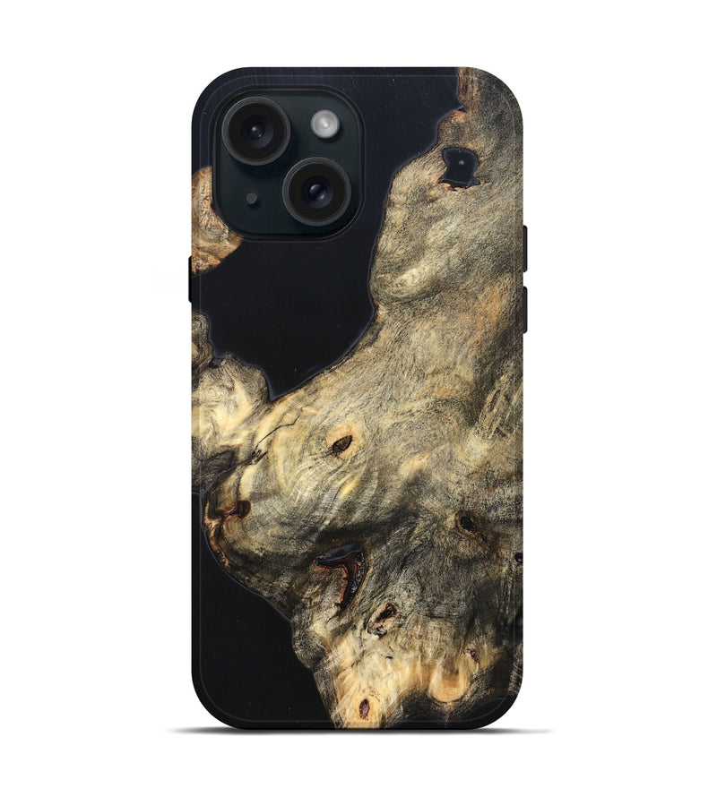 iPhone 15 Wood Live Edge Phone Case - Annika (Pure Black, 823416)
