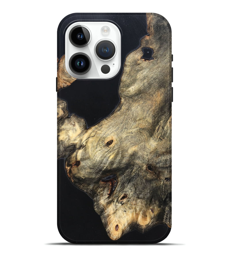 iPhone 15 Pro Max Wood Live Edge Phone Case - Annika (Pure Black, 823416)