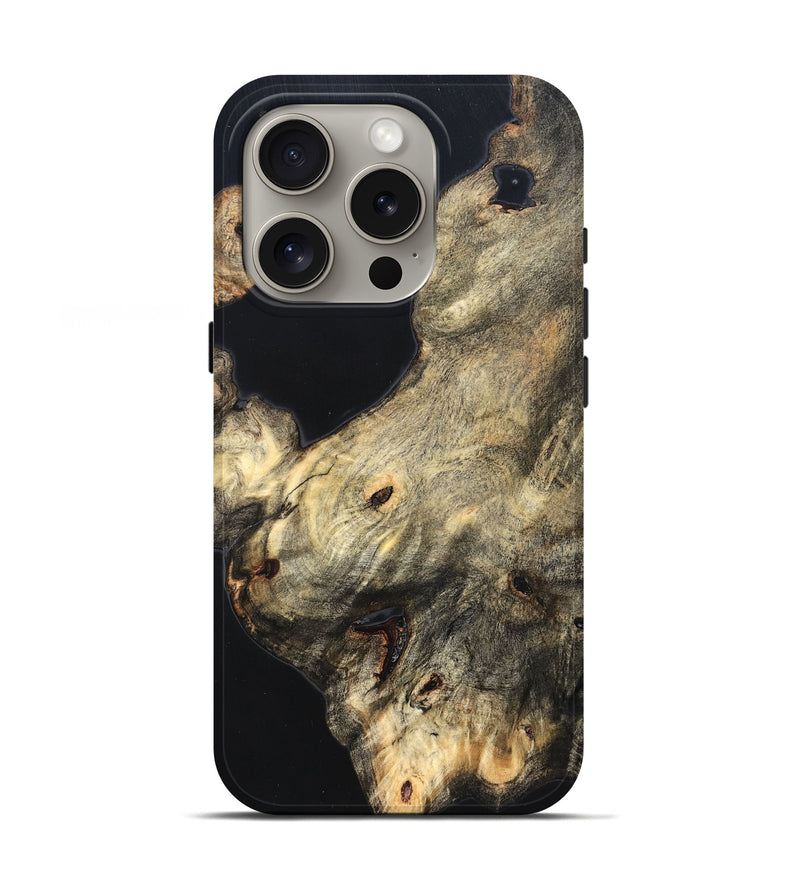 iPhone 16 Pro Wood Live Edge Phone Case - Annika (Pure Black, 823416)