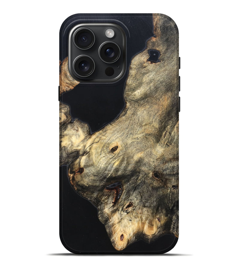 iPhone 16 Pro Max Wood Live Edge Phone Case - Annika (Pure Black, 823416)