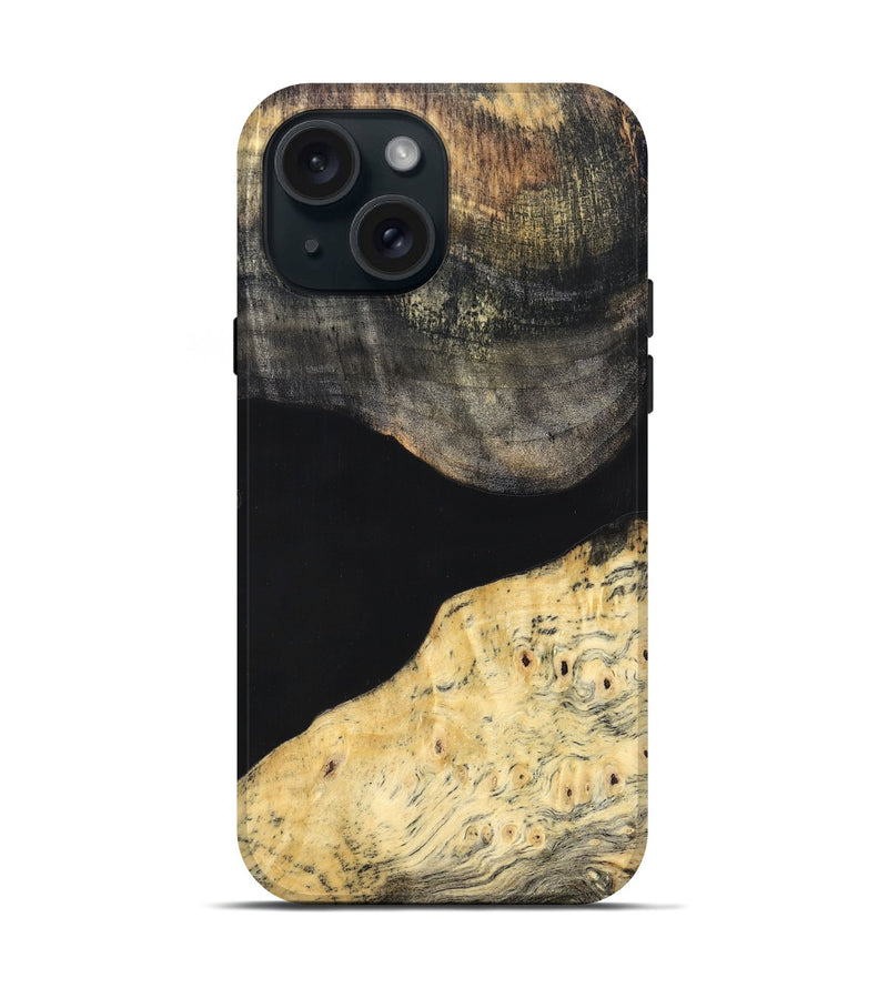 iPhone 15 Wood Live Edge Phone Case - Laci (Pure Black, 823417)