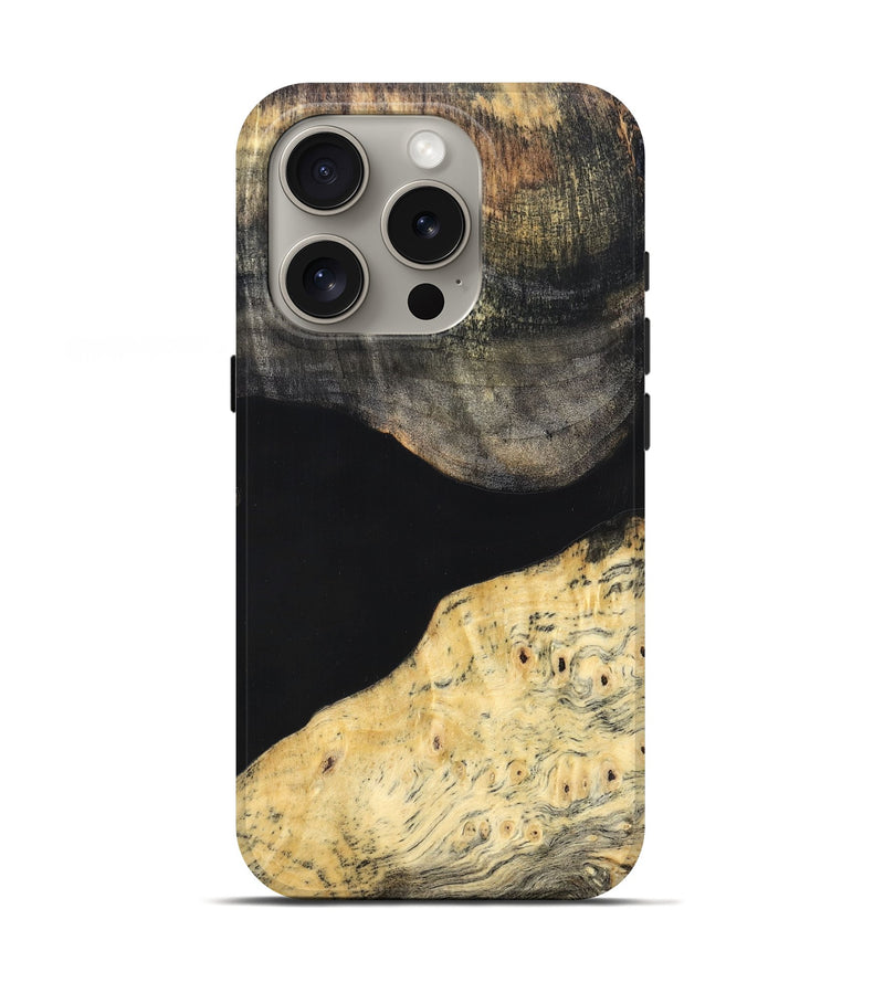 iPhone 16 Pro Wood Live Edge Phone Case - Laci (Pure Black, 823417)