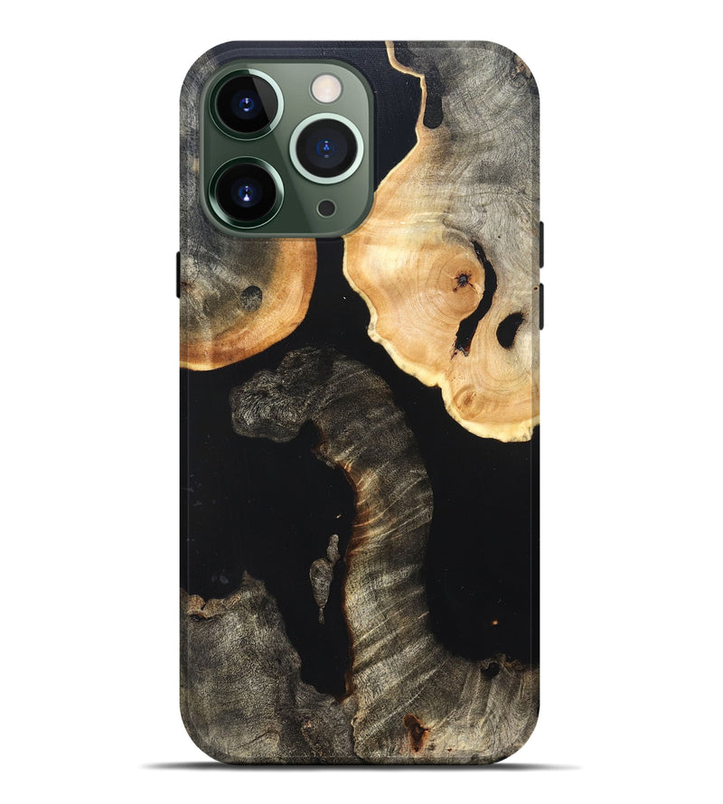 iPhone 13 Pro Max Wood Live Edge Phone Case - Nannie (Pure Black, 823418)
