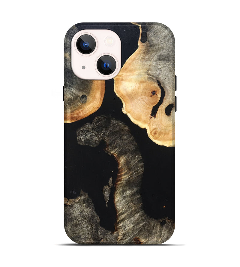 iPhone 14 Wood Live Edge Phone Case - Nannie (Pure Black, 823418)