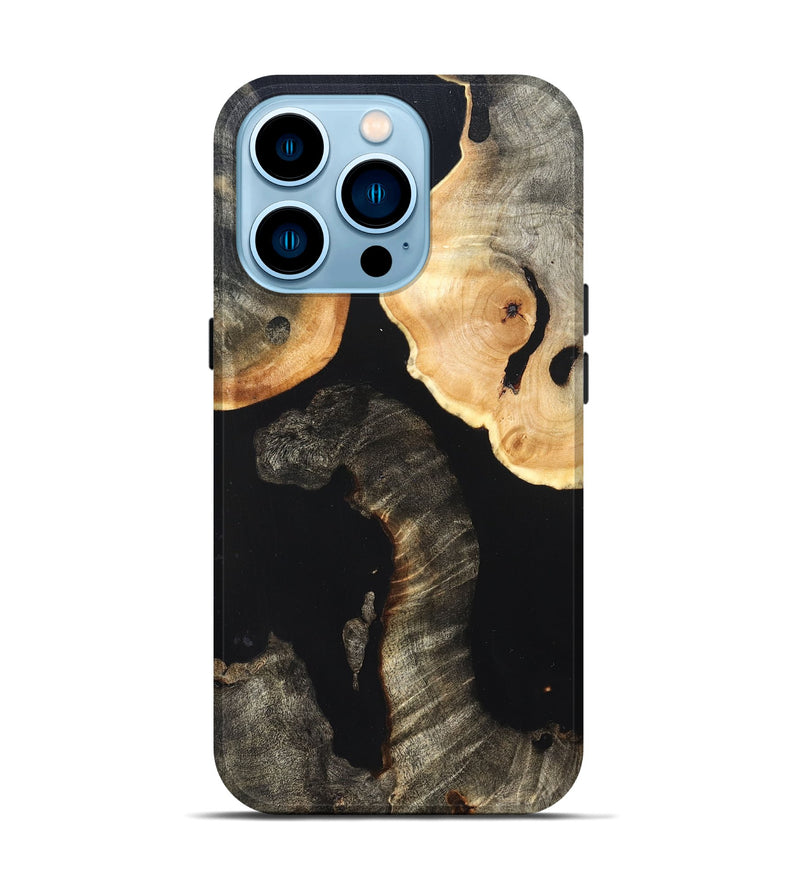 iPhone 14 Pro Wood Live Edge Phone Case - Nannie (Pure Black, 823418)