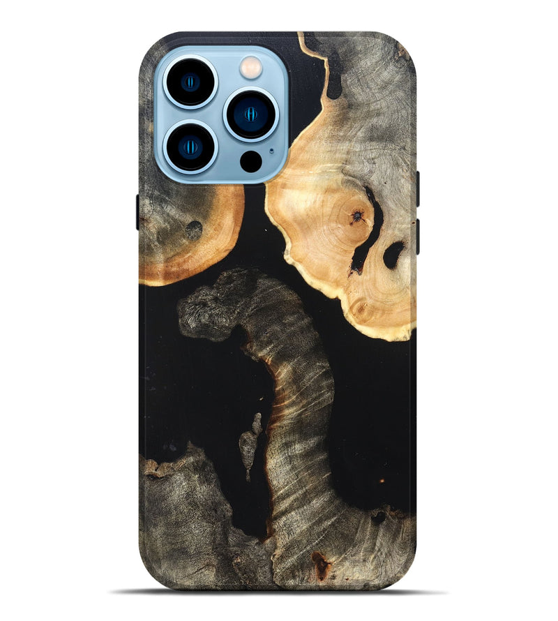 iPhone 14 Pro Max Wood Live Edge Phone Case - Nannie (Pure Black, 823418)