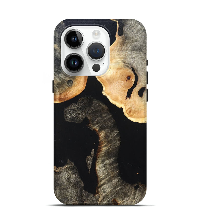 iPhone 15 Pro Wood Live Edge Phone Case - Nannie (Pure Black, 823418)