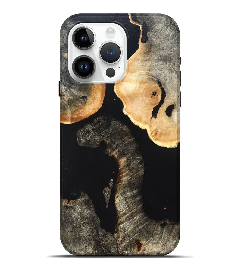 iPhone 15 Pro Max Wood Live Edge Phone Case - Nannie (Pure Black, 823418)