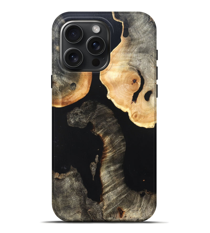 iPhone 16 Pro Max Wood Live Edge Phone Case - Nannie (Pure Black, 823418)