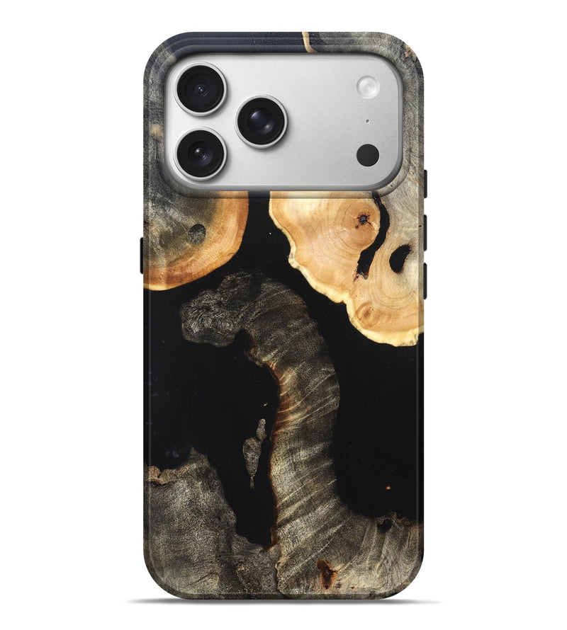iPhone 17 Pro Max Wood Live Edge Phone Case - Nannie (Pure Black, 823418)