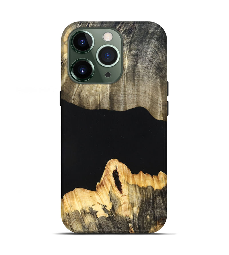 iPhone 13 Pro Wood Live Edge Phone Case - Mariela (Pure Black, 823419)