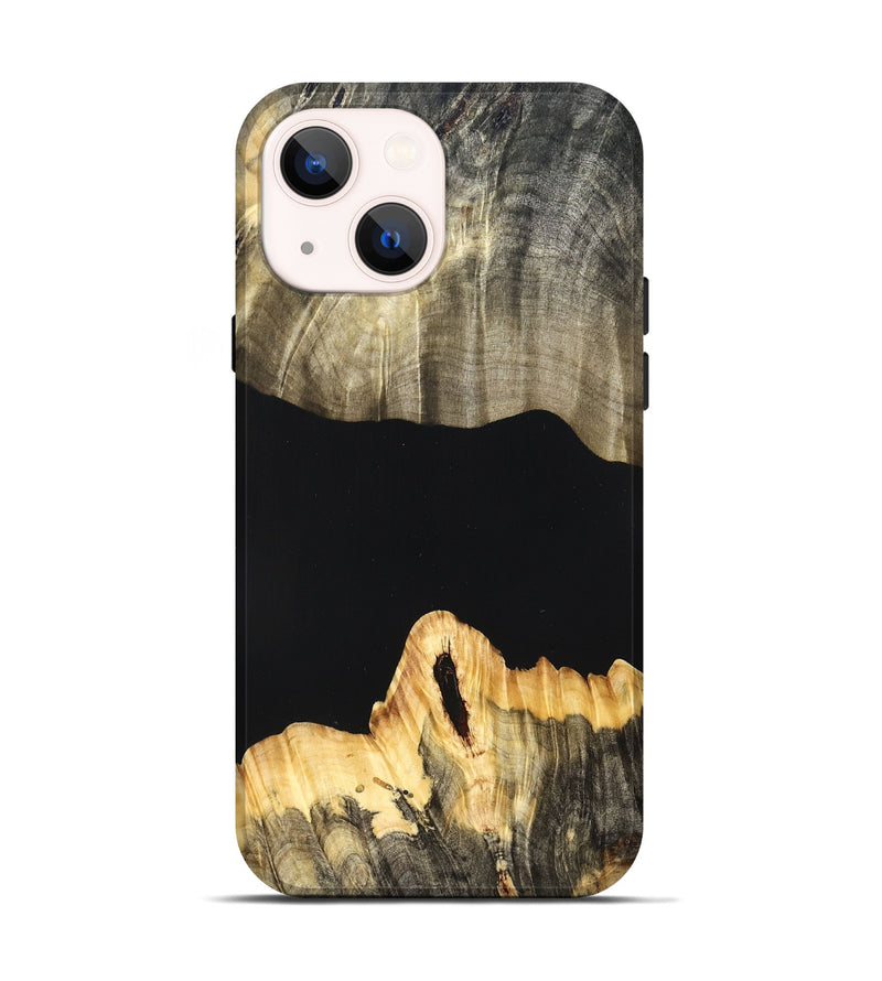 iPhone 14 Wood Live Edge Phone Case - Mariela (Pure Black, 823419)