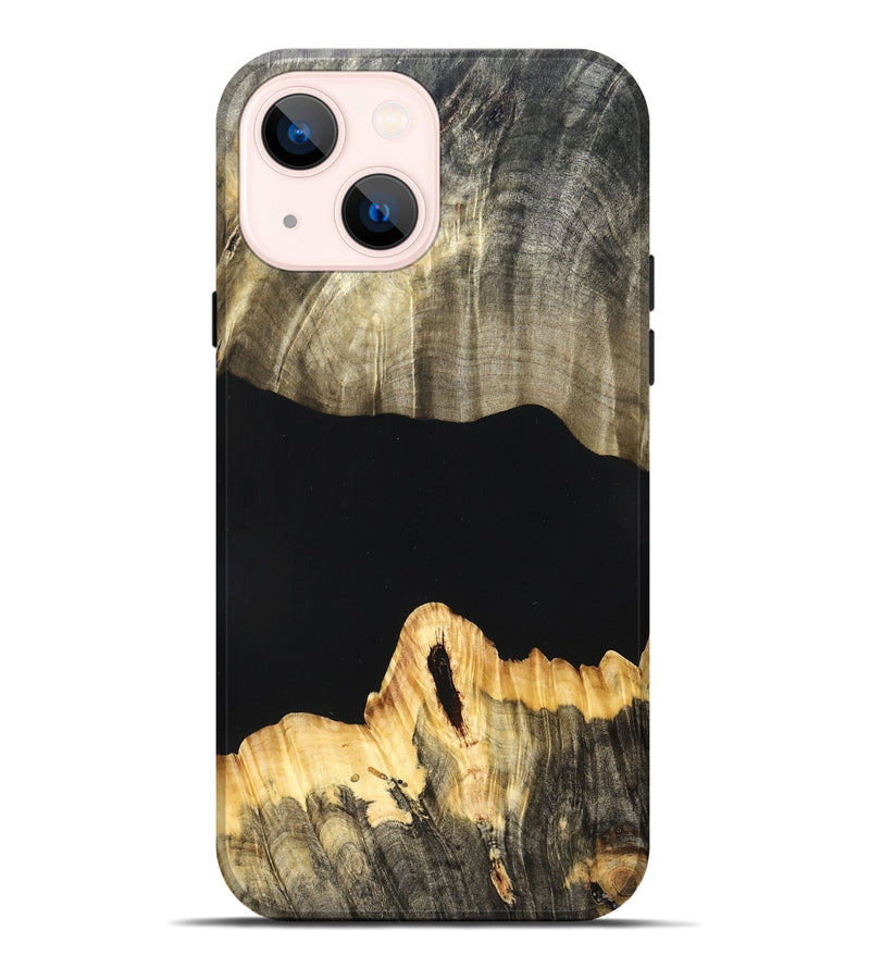 iPhone 14 Plus Wood Live Edge Phone Case - Mariela (Pure Black, 823419)