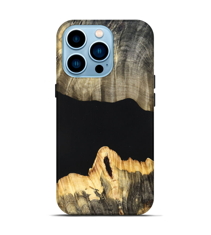 iPhone 14 Pro Wood Live Edge Phone Case - Mariela (Pure Black, 823419)