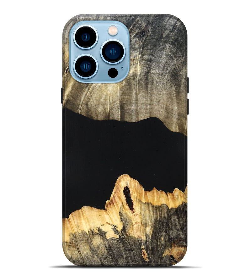 iPhone 14 Pro Max Wood Live Edge Phone Case - Mariela (Pure Black, 823419)