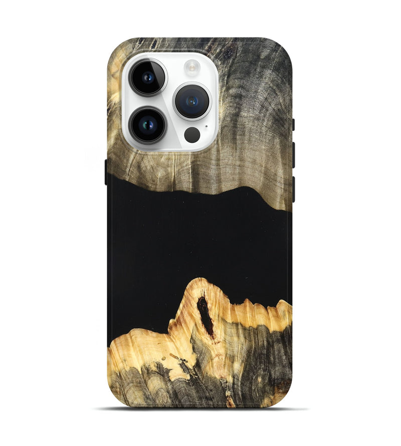 iPhone 15 Pro Wood Live Edge Phone Case - Mariela (Pure Black, 823419)