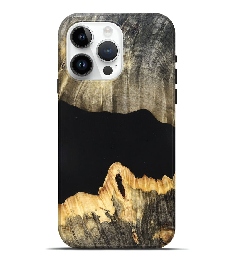 iPhone 15 Pro Max Wood Live Edge Phone Case - Mariela (Pure Black, 823419)