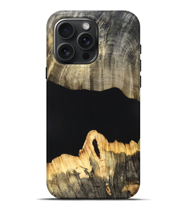 iPhone 16 Pro Max Wood Live Edge Phone Case - Mariela (Pure Black, 823419)