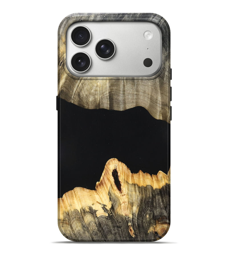 iPhone 17 Pro Max Wood Live Edge Phone Case - Mariela (Pure Black, 823419)