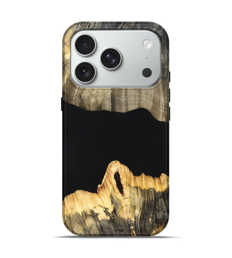 iPhone 18 Pro Wood Live Edge Phone Case - Mariela (Pure Black, 823419)