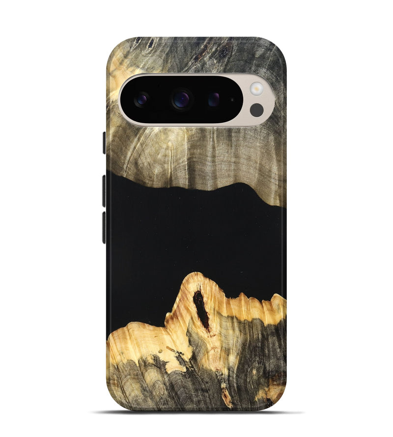 Pixel 9 Pro Wood Live Edge Phone Case - Mariela (Pure Black, 823419)