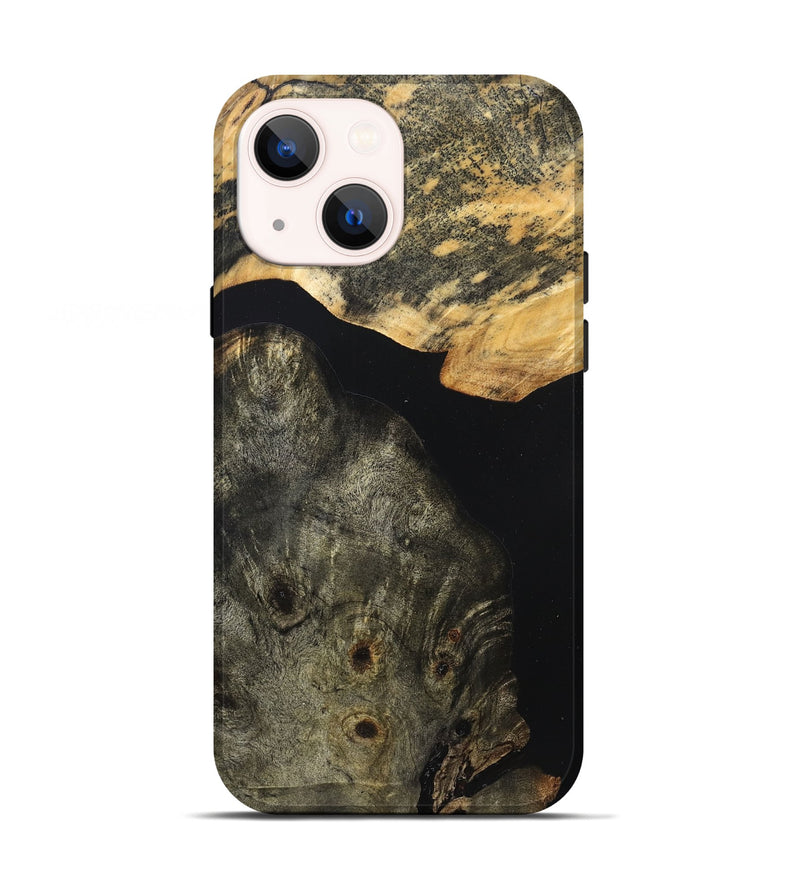 iPhone 13 Wood Live Edge Phone Case - Flossie (Pure Black, 823420)