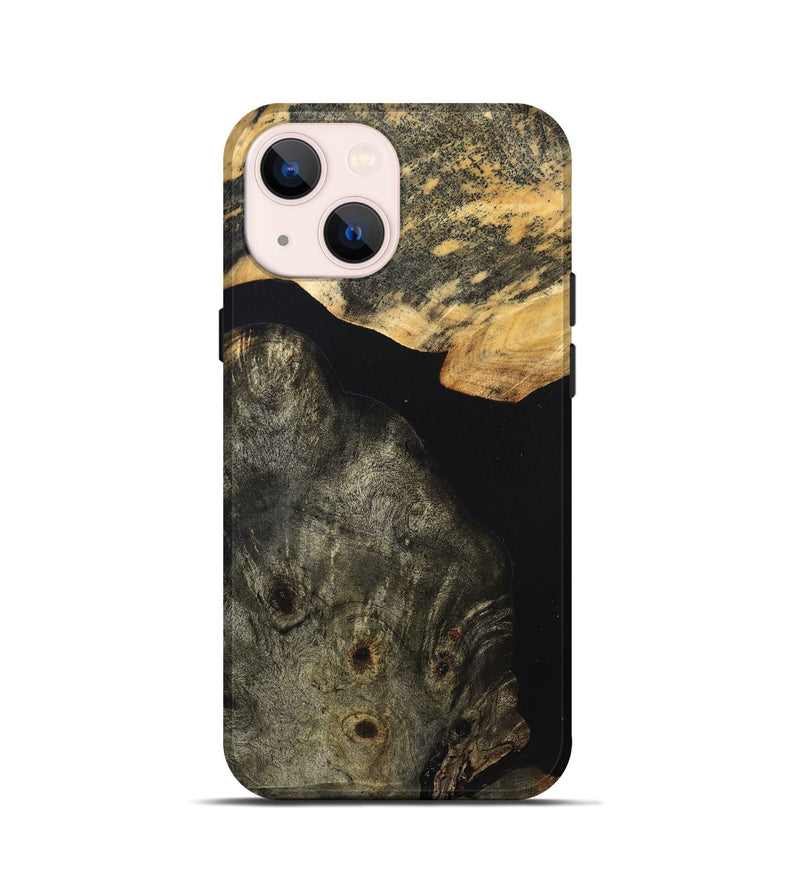 iPhone 13 mini Wood Live Edge Phone Case - Flossie (Pure Black, 823420)